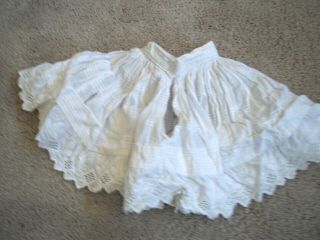 Early Handmade Vntg White Lace Trim Skirt Petticoat Antique For 20 - 22 " Doll -