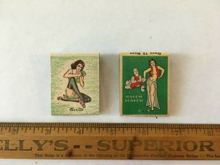 Two Rare Vintage Matchbook Cover Front Strike,  Full Books And Unstruck Pin Up