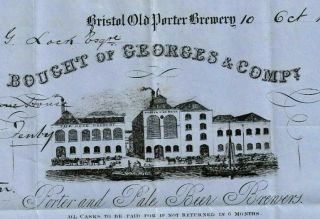 Rare Invoice From Georges And Company The Bristol Old Porter Brewery Dated 1874