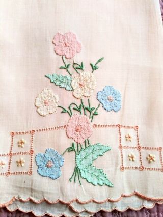 Gorgeous Madeira Embroiderd & Applique Pink Linen Hand Towel 20 