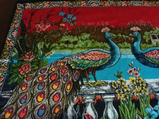 Vintage Tapestry Wall Hanging Peacock Roughly 53 x 37 - retro 2