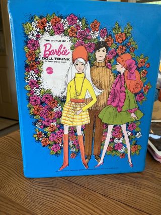Vintage 1969 Mattel Inc.  5036 The World Of Barbie Doll Trunk Blue Mod Scene