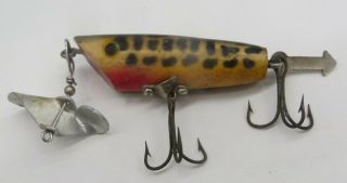 Vintage Fred Arbogast Sputterbug Fishing Lure In Red Black Yellow