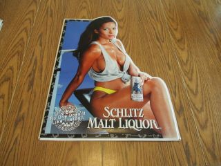 Rare Schlitz Malt Liquor Metal Sign 1998 Stroh Brewery Woman