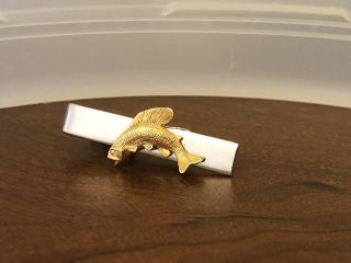 Vintage Hickok Tie Clasp Bar Clip Gold Tone Grayling Fly Fishing