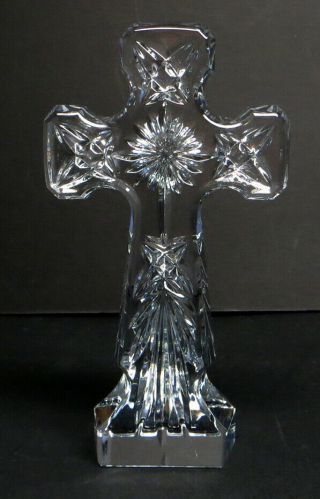 Rare Large Vintage Waterford Crystal Celtic Cross Made In Ireland 9.  5 " Tall Exc