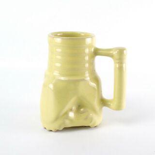 Vintage Frankoma Pottery Tri Cone Drill Bit Mug Rare Yellow Color M - 5 Oil Well