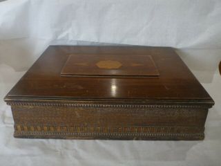 Vtg/antique Victorian Wood Box (13 1/2 " X 9 3/4 " X 3 1/2 ")