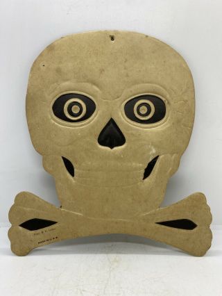 Vintage Skull & Crossbones Antique Cardboard Halloween Ornament Decoration ☠️