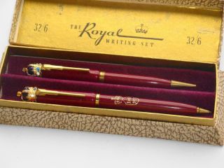 Very Rare Antique Old Vintage The Royal Writing Pen Propelling Pencil Set