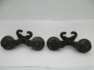 Vintage Pair Cast Iron Starline Cannon Ball No 384 - C Sliding Door Rollers