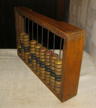 Antique Vintage Wood Wooden Abacus Dovetail Medium Lithuania 12 X 7in