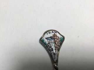 Very Rare Vintage Silver And Porcelain Iranian Sugar Spoon 2