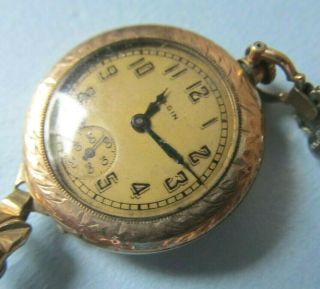 Antique 1930s Art Deco Ladies Elgin Gold Filled Wrist Watch Not Running Estate