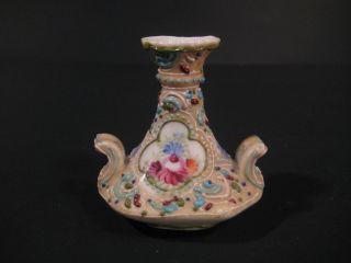 Antique Japanese Porcelain Hand Painted Moriage Dot Enamel Mini Vases (2) 3