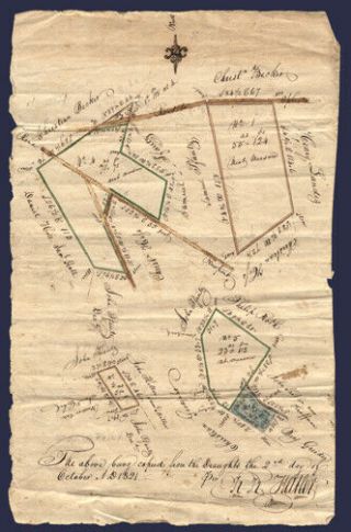 1841 Land Survey Lancaster Pennsylvania Americana Hand - Written Pfoutz Family