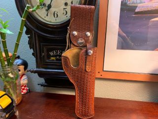 Clark Gun Holster Los Angeles Calif 22 6 Woven Leather Vintage Rare Western Wow