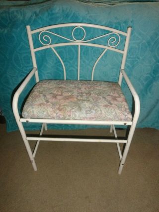 Vintage Vanity Stool Chair Bench W/padded Floral Pattern Seat
