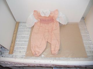 18 " Old Store Stock Doll Medium Peach Smocked 2 Pc.  Pants Outfit