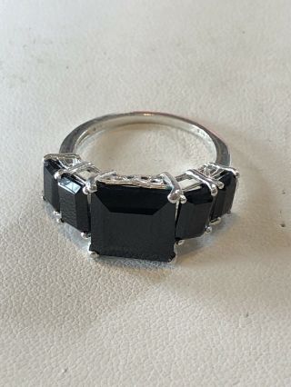 Vintage Sts Sterling Silver 925 Black Onyx Ring Size 81/4
