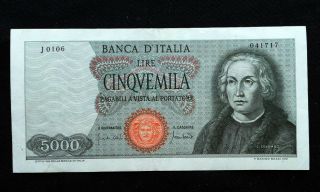 1970 Italy Rare Banknote 5000 Lire Columbus1 Xf