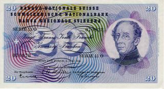 Switzerland 20 Franken Francs Rare Date 1956 P46d Ef To Ef,