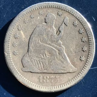 1875 S Seated Liberty Quarter Dollar 25c Rare Xf Better Grade 9719