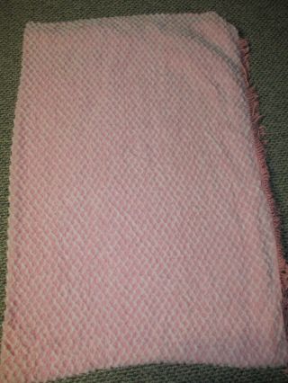 Pretty Vintage Pink & White Snowflake Twin Chenille Bedspread