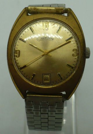 Vintage Lucien Piccard Dufonte 17 Jewel Grade Wristwatch W/date Runs Well