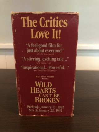 Wild Hearts Can’t Be Broken VHS - DEMO TAPE ULTRA RARE Disney Pictures 1991 3