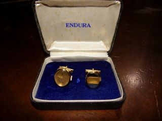 Vintage Endura Watch & Locket Cuff links Swiss made Running 1960 RARE 2