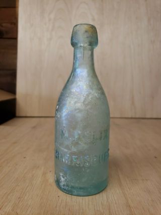Antique Civil War Era M Felix Slug Plate Harrisburg Pony Soda Bottle 1860 