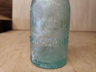 Antique Civil War era M FELIX Slug Plate HARRISBURG PONY SODA Bottle 1860 ' s 3