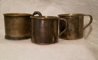 Three Vintage Sterling Silver Plated Baby Cups