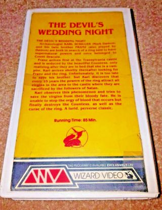 Devil ' s Wedding Night (VHS,  1973) RARE CLAMSHELL WIZARD HORROR OOP 1982 HTF 2