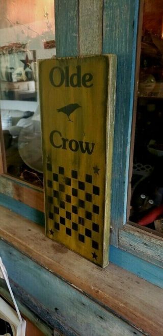 Mustard Yellow Wood Old Crow Sign Game Board Country Primitive Folk Art Farmhoue 2