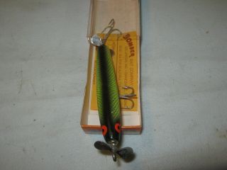 Vintage Bomber Fishing Lure & Papers Wooden Lure Spinstick