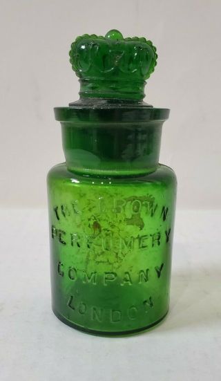 Antique Green The Crown Perfumery Company London Glass Perfume Bottle & Stopper