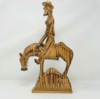 Don Quixote Vintage Hand Carved Wood Riding A Horse