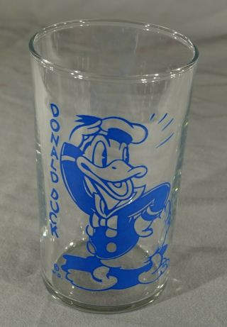 Vintage Antique Donald Duck Walt Disney Character Glass - 4 1/2 " Tall