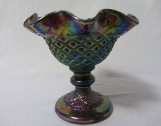 Fenton Glass Red Carnival Compote Diamond Lace Epergne Holder Rare