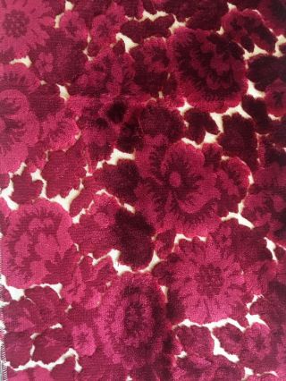 Antique Christmas Red Jacquard Velvet 26” X 10.  5” Stunning Fabric