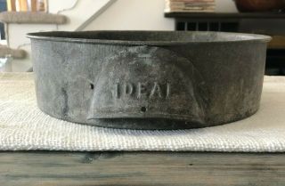 Antique Ideal Round Galvanized Metal Tray Dry Measure W/ Galvanized Handles