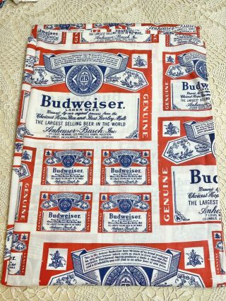 Rare Vintage Budweiser Twin Flat Sheet Perma Prest 68 X 94 Collectors Fabric