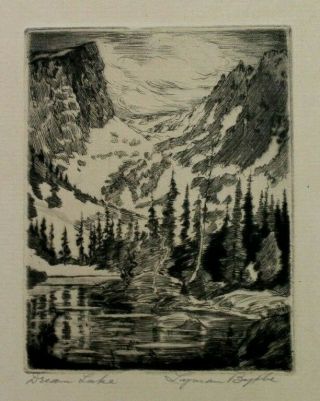 Lyman Byxbe (1886 - 1980) Pencil Signed Etching " Dream Lake " Rare Variant Colorado