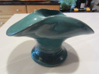 Paul Revere Pottery " Seg " Green Flared Rd Vase 4 " X6¾ Boston Ma 1923 Rare Sticker