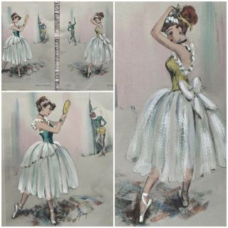 Set Of - 2 - Vintage 1950s Cydney Ballerina Print Rudolf Lesch Fine Arts 17 " X 12 "