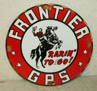 Frontier Gasoline Motor Oil Vintage Style Porcelain Signs Gas Pump Plate