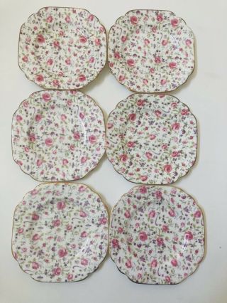 Rare Floral Rosina Fine Bone China Set Of 6 Dessert /Salad Plate 6” 2
