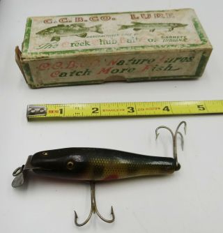 Vintage Creek Chub Bait Co Baby Pikie Fishing Lure 900 Wood Glass Eyes